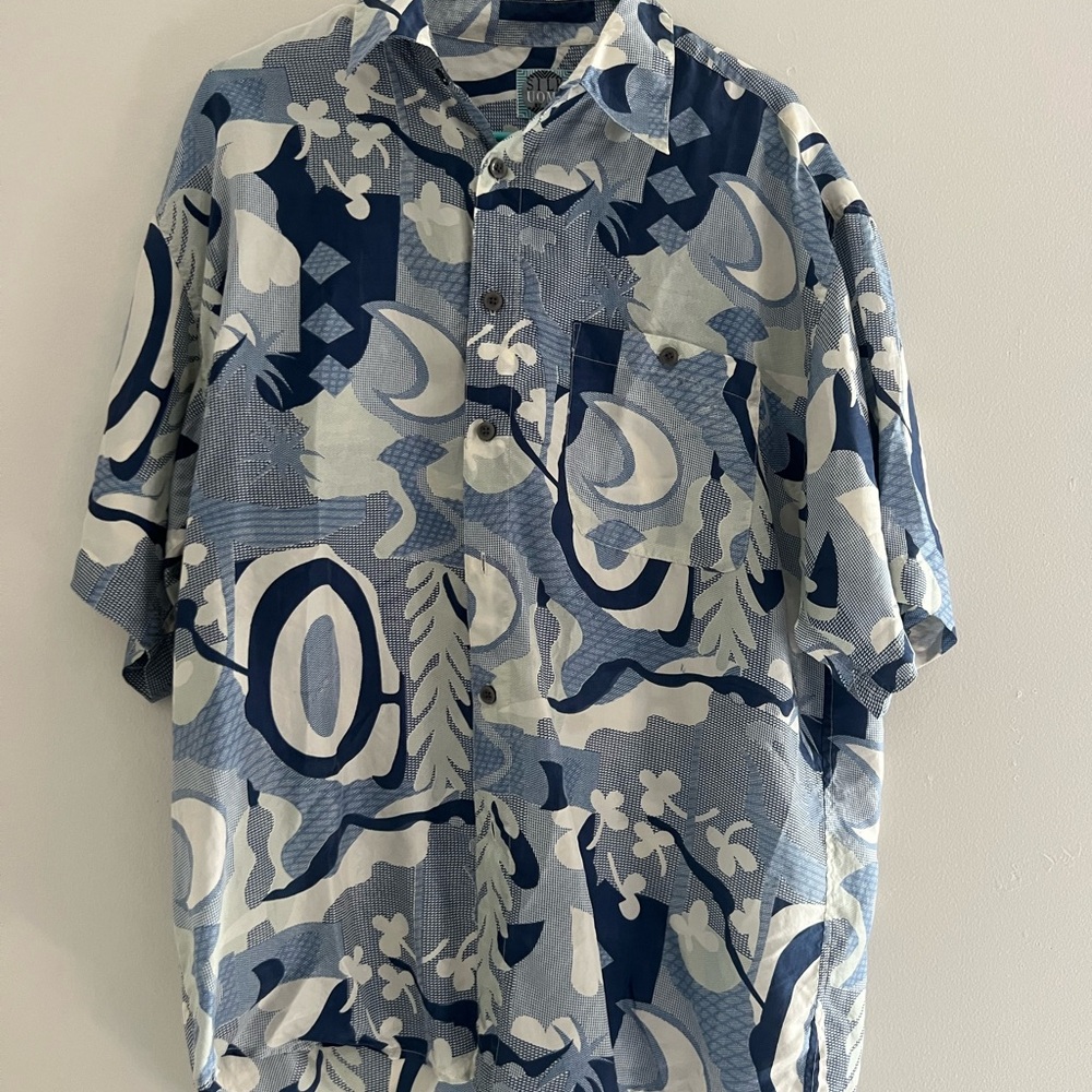 NAK Blue and White Casual Button Down Shirt